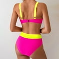 thumbnail image 6 of Yuanlook Women's Retro Tri-Color Block Twist Front Bikini Set High Waist Sporty Swimwear Size S-XXL, 6 of 6