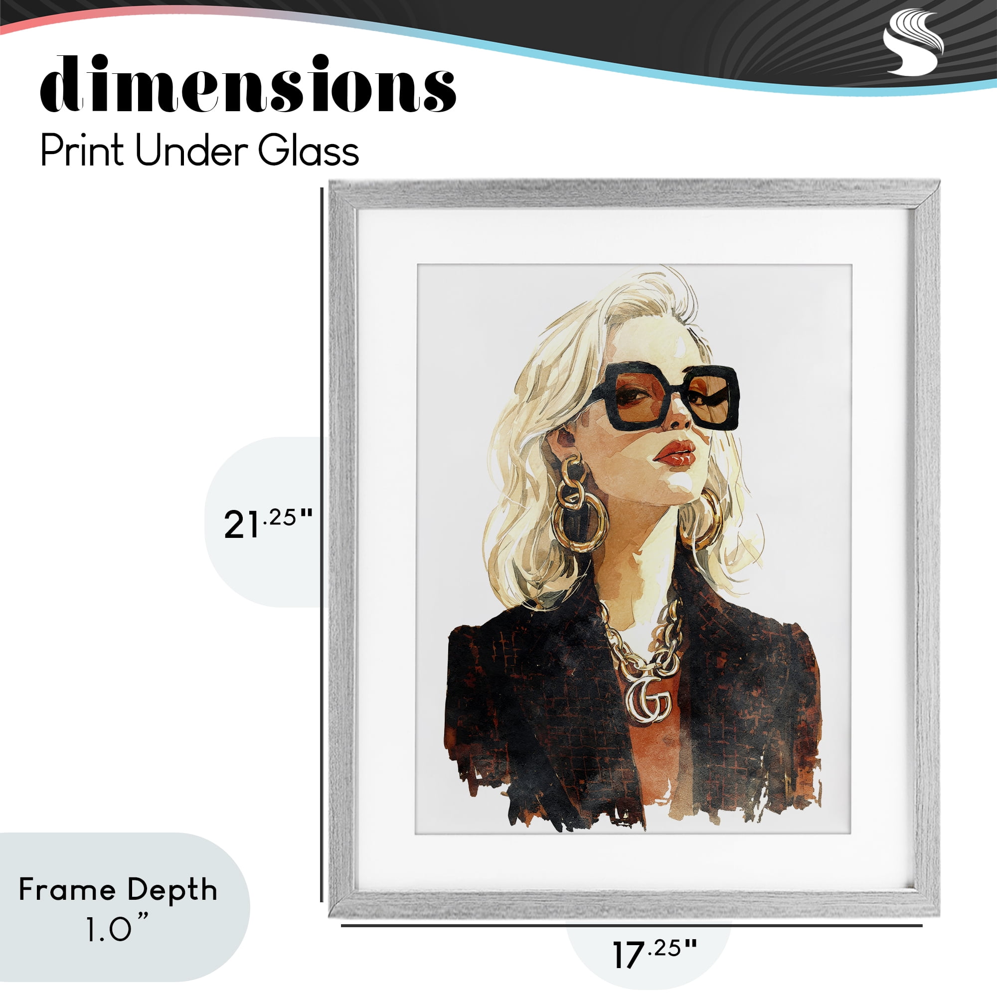 Stupell Industries Luxurious Gilded Gaze Gray Framed Print Under Glass, design by Svetlana Aleynikova