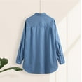 thumbnail image 4 of Baqcunre Shirts For Women Women's Plus Size Solid Pocket Loose Blouse Casual Button Long Sleeve Shirt Top Womens Blouses Plus Size Tops Light blue L, 4 of 6