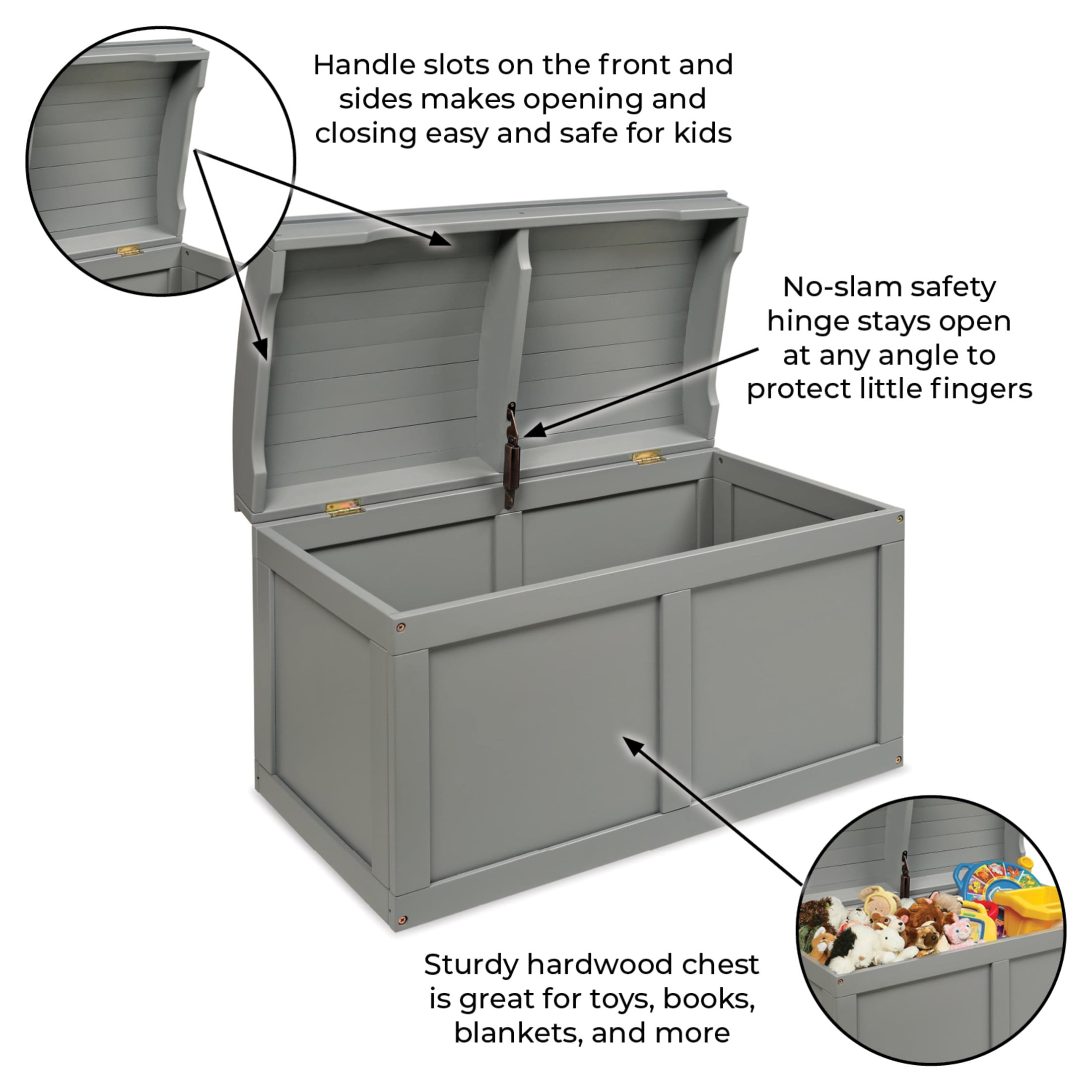 Badger Basket Child's Wooden 25 gal Barrel Top Toy Chest,  Gray