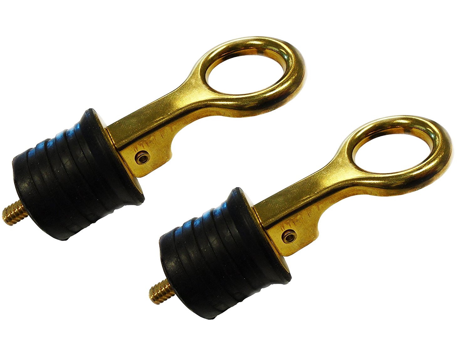 Set of 2 Marine 1 1/4" Rubber & Brass Drain Plug for Boat, Baitwell