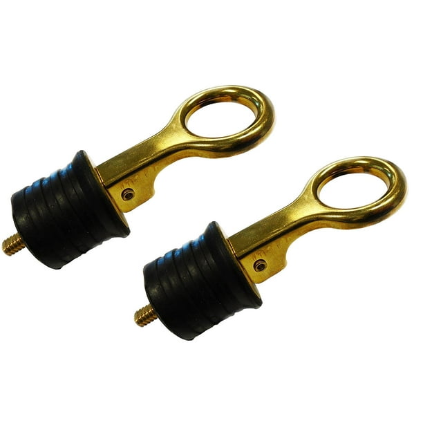 Set of 2 Marine 1 1/4" Rubber & Brass Drain Plug for Boat, Baitwell