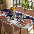 thumbnail image 3 of Navy Blue Christmas Table Cloths for 3 Foot Rectangle Tables, Santa Snowman Snowflake Gifts Elk Patio Waterproof Elastic Fitted Tablecloths, Washable Rectangular Table Cover for Camping, 3 of 8