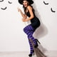 thumbnail image 4 of 2 piezas medias a rayas mallas de color sólido medias con zona para mujer para Halloween, 4 of 5
