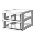 thumbnail image 1 of Caja de almacenamiento de plástico con cajón, organizador de escritorio, transparente, multicapa, con asas de conejo, suministros de oficina, 1 of 8