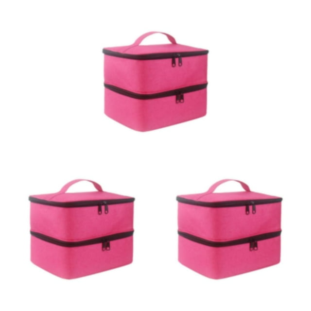 Guardoinrt Polyester Durable pour Vernis à Ongles Longue Durée, Poignée Ergonomique Sécurisée et Hygiénique, Rouge rose, 3 Pcs
