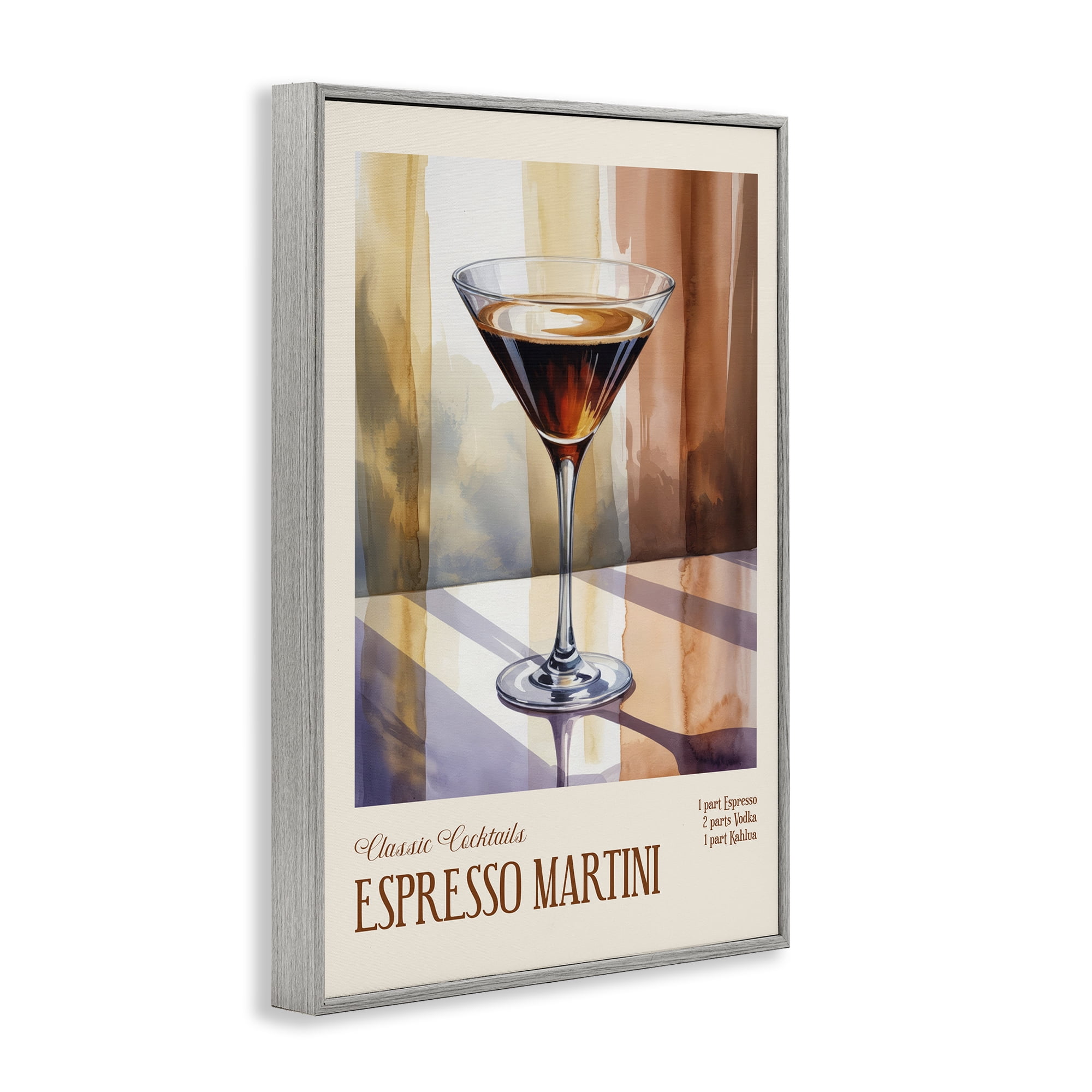 Stupell Industries Espresso Martini Sun Reflection Gray Framed Giclee Art, design by Andreas Magnusson