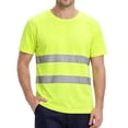 thumbnail image 3 of Men's high vis shirts Quick Dry Hi Vis Reflective Safety Short Sleeve Shirts Construction Work Shirts with Reflective Strips Fluorescent Green M, 3 of 7