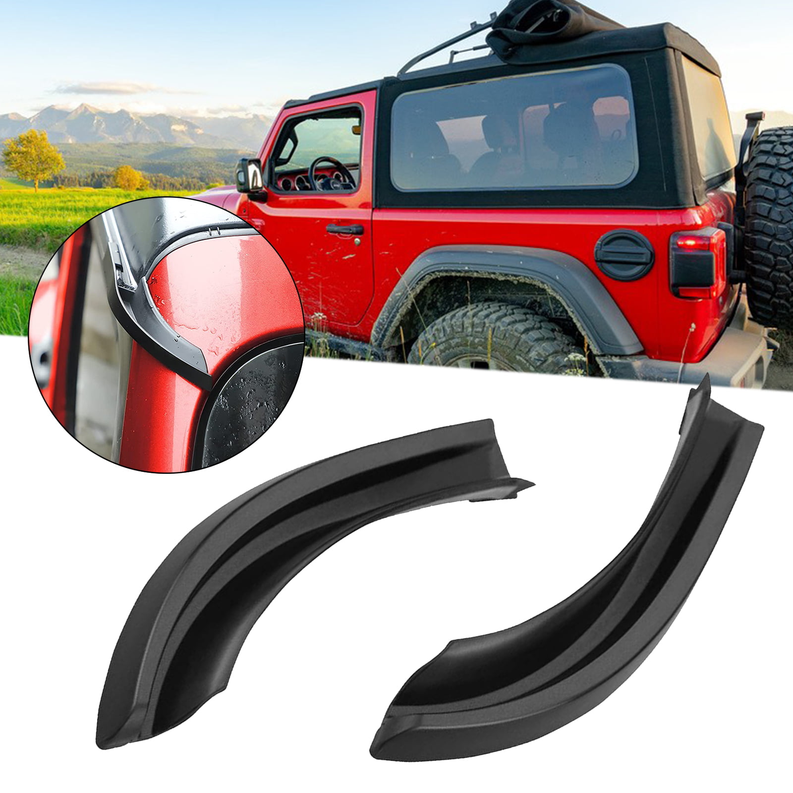 CheroCar Hardtop Rain Diverter ABS Rainwater Gutter Extensions Rain Deflector Exterior Accessories for Jeep Wrangler 2018-2021 JL JLU & 2020 Jeep Gladiator JT 