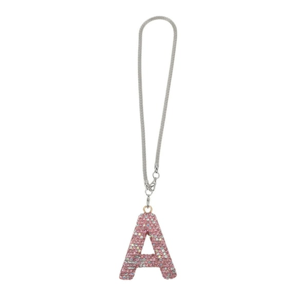 Unique Bargains 1 Pc Metal Faux Crystal Rhinestones Car Rear View Mirror Pendant Accessories Car Hanging Ornament Pink Letter A