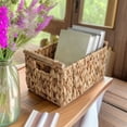 thumbnail image 5 of YaoZQ Woven Water Hyacinth Storage Basket with Chalkboard Label Natural Straw Pantry Organizer Bin for Shelf Kitchen Closet Home Organization 12 Inch Brown, 5 of 9