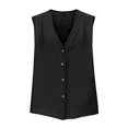 thumbnail image 4 of New Women’s Button down Vest Cotton Linen V Neck Sleeveless Shirts Casual Loose Summer Casual Jacket Waistcoat Black M, 4 of 6