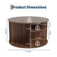 thumbnail image 3 of 28 Inch Mid-Century Round Coffee Table, Fluted Wooden Center Table with Curved Sliding Door and Hidden Storage for Living Room, 3 of 8