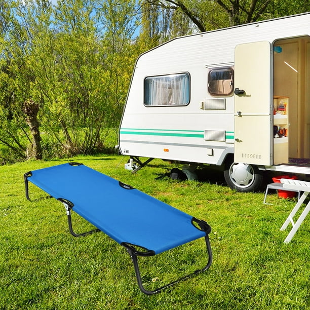 Portable pliable lit de camping personne seule lit pliant extérieur 330LB  poids de roulement compact pour randonnée en plein air sac à dos  pique-nique camping 