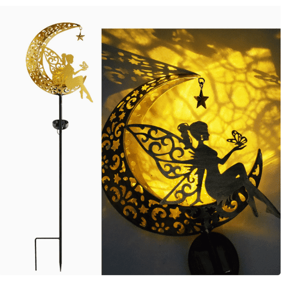 Solar Light Outdoor, Solar Garden Statue Fairy Moon Light for Patio Lawn Yard Pathway Decorative Gift