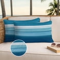 thumbnail image 3 of Blue White Ombre Outdoor Pillow Covers 20x12 Set of 2,Waterproof Patio Throw Pillowcase Protectors,Modern Gradient Abstract Aesthetic Lumbar Decorative Pillow Shams Cushion Covers for Seat Bed Couch, 3 of 8