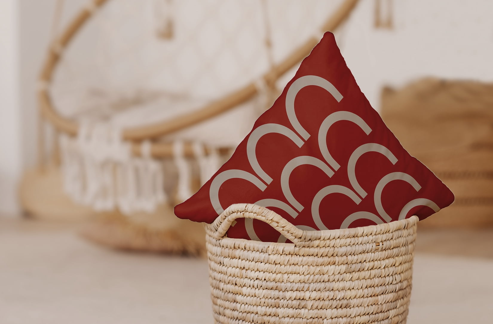 16" x 16" Simply Daisy Rhythm Arches Polyester Indoor/Outdoor Pillow, Red Maple Qty 1
