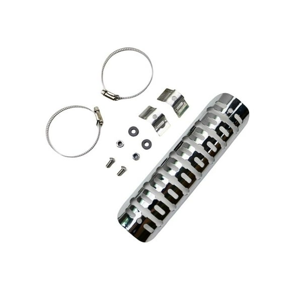 Universal Motorcycle Exhaust Pipe Heat Shield Cover Guard for Harley Honda Suzuki Kawasaki (Chrome)
