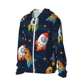 thumbnail image 2 of Pofeuu Spaceships and Stars Print Sun Protection Outdoor Lightweight Full Zip UV Cooling Hoodie Long Sleeve Summer Clothing for Outdoor Hiking-Large, 2 of 5