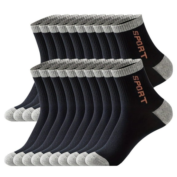 5 Pairs Men's Crew Socks Comfortable Cotton Cushioned Breathable Athletic Sports Socks Lightweight Stretch Running Work Socks
