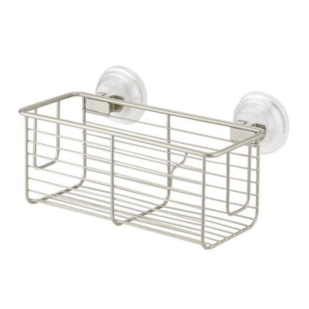 iDesign Classico Bathroom Shower PowerLock Suction Caddy Basket for Shampoo, Conditioner and Soap, Satin