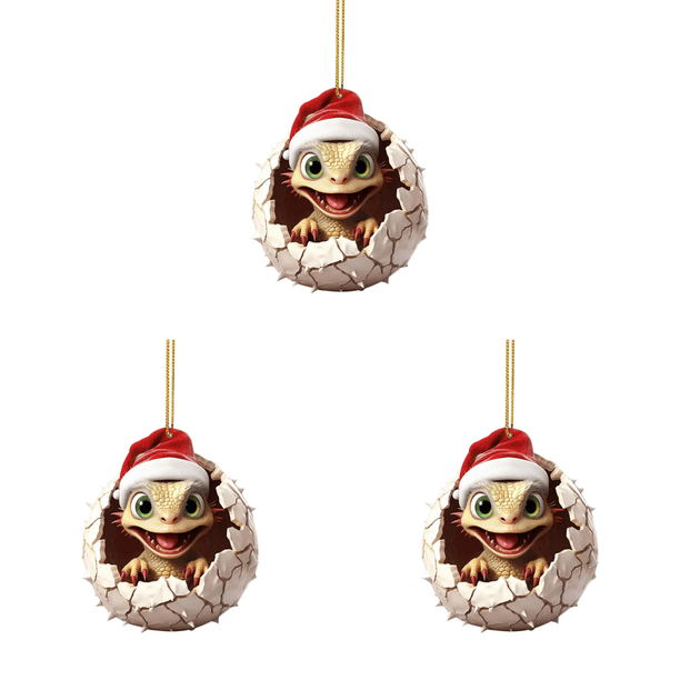 Colgantes de huevo de Navidad de dragón, adorno temático para festival, suministros para fiestas (E)