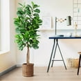thumbnail image 5 of 6.1FT Faux Fiddle Leaf Fig Tree, Artificial Plants for Home Decor Indoor Outdoor, 73inch Fake Tall Artificial Ficus Lyrata Tree in Pot Perfect for House Office Living Room Decoration, 5 of 7