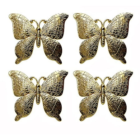 

Fennco Styles Garden Butterfly Metal Napkin Rings Set of 4 - Gold Decorative Napkin Holders for Home Dining Table Christmas Décor Holiday Family Gathering and Special Occasion