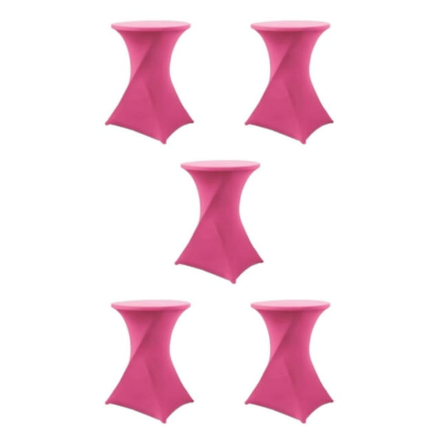 kurtrusly Polyester Hotel Wedding Party Table Cover Stretch Round Tablecloth For Easy Care Versatile Easy Wash Rose Red 5Set