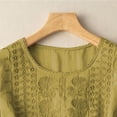 thumbnail image 6 of XPMWRP Women's 3/4 Length Sleeve Top Dressy Casual Crew Neck Embroidered Summer Top Pleated T-Shirts Loose Fit Work Blouses Yellow XXXL, 6 of 6
