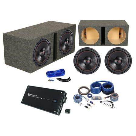 2 American Bass XD-1544 2000w 15" Subwoofers Vented Sub Box Mono Amplifier Wires