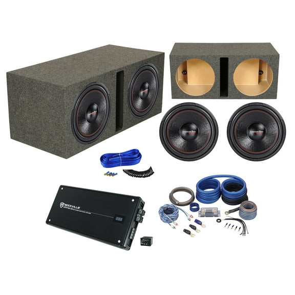 2 American Bass XD-1544 2000w 15" Subwoofers Vented Sub Box Mono Amplifier Wires