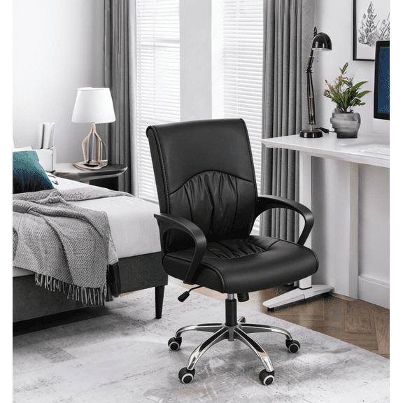 Mid-Back Mesh Office Chair Adjustable Ergonomic Computer Task Chair Swivel Rolling with Lumbar Support Armrest Black