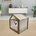 thumbnail image 3 of Floral Pet House, Floral Arrangement with Monochrome Design Natural Elements Abstract Pattern Leaves, Outdoor & Indoor Portable Dog Kennel with Pillow and Cover, 5 Sizes, Tan Cream, by Ambesonne, 3 of 5