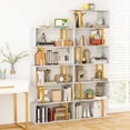 thumbnail image 2 of Gymax 2 PCS 6-Tier Geometric Bookcase 74.5-Inch S-Shaped Bookshelf w/ Metal Frame Gold, 2 of 10