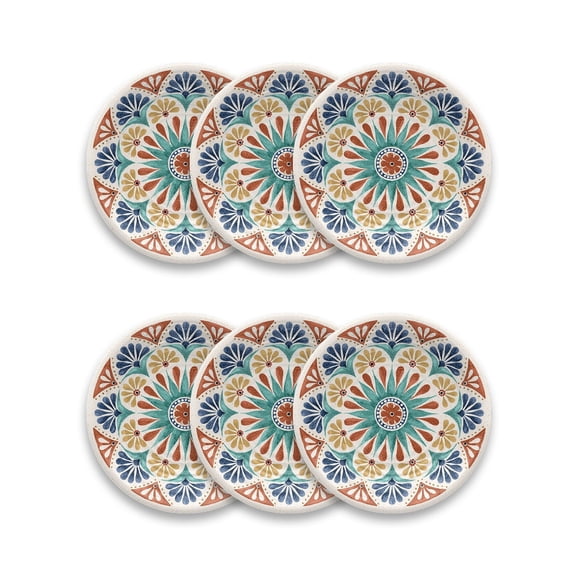 Abode Homewares by TarHong Desert Rio Salad Plate,Planta, 8.5 x 0.8", Set of 6
