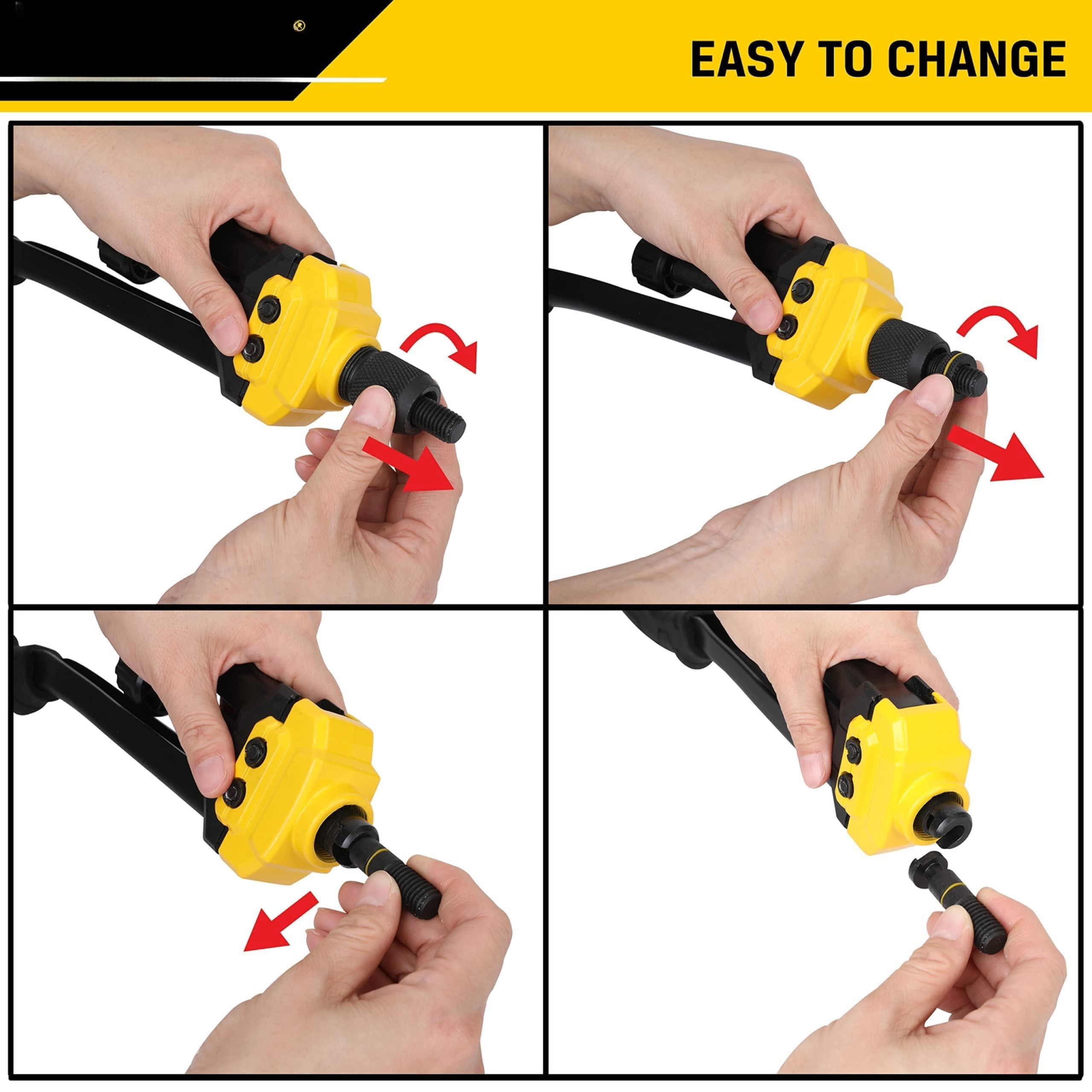16" Rivet Nut Tool Kit With Auto Release  Heavy Duty Hand Riveter-13 Metric&sae Mandrels 130pcs Nutserts Long Arm Labor-saving Design For Automotive Metal & Marine - Includes Plastic Case