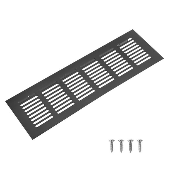 Uxcell 1-Pack Aluminum Alloy Door Air Vent Cover, 10x3"/250x80mm Ventilation Grille with Screws for Cabinet [Black]