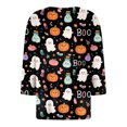 thumbnail image 4 of zaveiop Women Halloween Sales 3/4 Sleeve Tops Fall Blouse V Neck Maple Leaf Pumpkin Print Casual Loose Fit T Shirts Fashion Outfits (Khaki, XL), 4 of 5