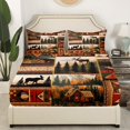 thumbnail image 3 of Draps de Lit Rustic Moose Simple Ferme Cabane Lodge Ensemble de Draps Animaux de la Forêt pour Enfants Adultes, Drap-Housse Rétro Pine Tree Montagne 1 Drap Plat 1 Taie d'Oreiller, 3 of 6