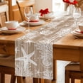 thumbnail image 5 of Brown Coastal Cotton Linen Table Runner for Dining Kitchen, Summer Beach Nautical Starfish Coral Vintage Wedding Outdoor Party Tablerunners, Dresser Scarf Coffee Tablecloth Runners 13x70 Inches, 5 of 9