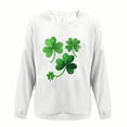 thumbnail image 4 of Saint Patricks Day Outfit Women Ribbed Long Sleeve Tops Green Irish Shamrock Print Sweatshirt Drop Shoulder Casual Pullover, 4 of 6