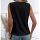 thumbnail image 4 of Encaje sin mangas camisa blusa color liso V escote hueco blusa para mujer dama citas verano negro M, 4 of 6