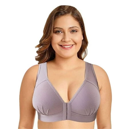 

New Plus Size Front Closure Elastic Push Up Comfort Bra Women Wireless Bra