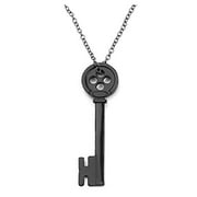 OfficialOtaku Coraline Button Key Pendant Chain Necklace - Black (0.45 oz)