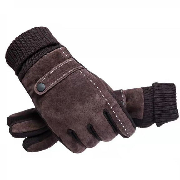 Men's Winter Leather Gloves Thick Warm Fleece Windproof Gloves Cold Proof Thermal Mittens - for Dress Driving Cycling Motorcycle Camping