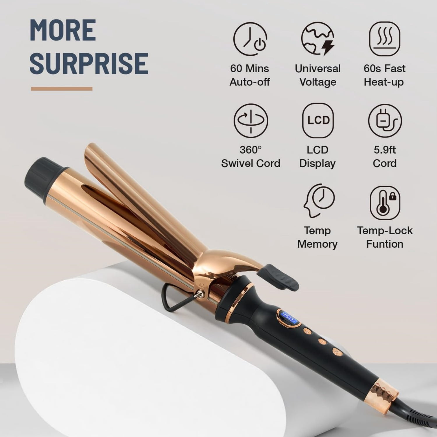 Titanium 2 Inch Curling Iron，Extra-Long Barrel for Long Hair, Curling Iron 2 Inch with Dual PTC Heater, 12 Heat Settings Big Barrel Curling Irons, 60 Mins Auto-Off & Dual Voltage