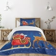 thumbnail image 2 of Ambesonne Santa Quilted Bedspread Set 2 Pcs, Moving on Sledge at Night, Twin Size, Navy Blue Multicolor, 2 of 5