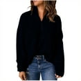 thumbnail image 1 of Qertyioot Chandails à Col en V pour Femmes Automne Mode Décontractée Manches Froncées Blouse Hauts, 1 of 5