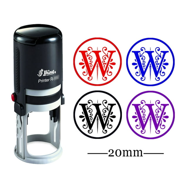 Custom A-Z Alphabet Stamp In Black Ink Monogram Round Rubber Stamp Self Inking Initial Stamp SHINY Mini Stamper 20 mm